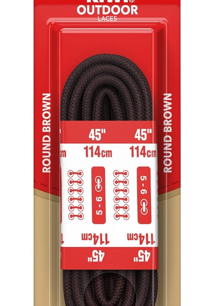 KIWI Outdoor Round Laces in Brown - 45 Inch (114 cm) - Durable and Reliable Shoe Laces - Image 1