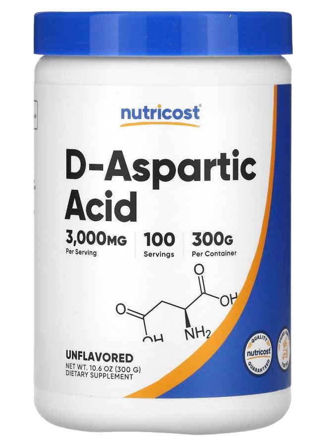Nutricost D-Aspartic Acid Unflavored 10.6 oz (300 g)