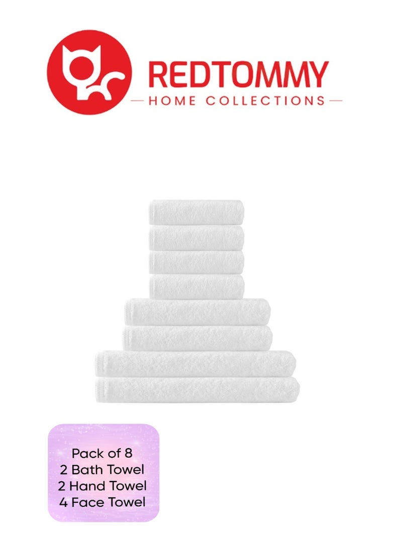REDTOMMY Pack of 8 - Towel Set - 600GSM 100% Cotton - 2 x Bath Towel (90x180cm), 2 x Hand Towel (50x100cm), 4 x Face Towel (30x30cm) - Image 1