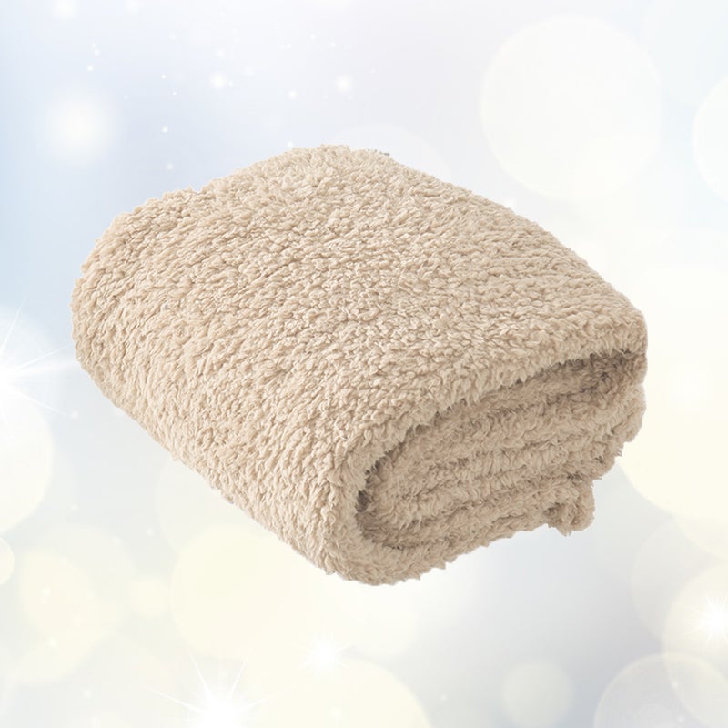 Comfortable Plush Dog and Cat Blanket Cushion Sleep Mat Size L Beige - Image 5