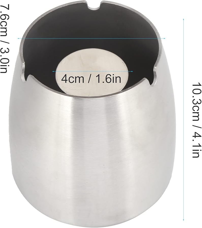 مطفأة سجائر من الفولاذ المقاوم للصدأ مضادة للرياح مع حامل قابل للإزالة بتصميم ذهبي أنيق للاستخدام الداخلي والخارجي - Image 4