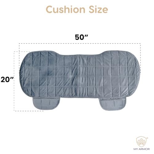 MY ARMOR Car Seat Cover | Ultra-Soft Quilted Foam Cushion with Non-Slip Grip & Storage Pouch | Universal Fit Rear Car Seat Protector | Extra Large 50 x 20 Inches | Grey Velvet | 1 Pc - Image 5