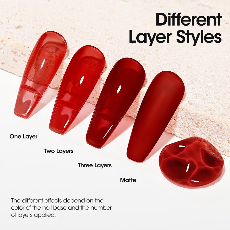 Gellen Jelly Gel Nail Polish, 18ML Jelly Red Gel Polish Soak Off LED U V Nail Gel Polish Sheer Translucent Gel Nail Polish DIY Nail Art Starter Manicure Salon Gifts for Women - Image 4