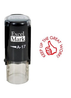 ExcelMark Round Teacher Stamp Keep Up The Great Work! Red Ink  - Image 2