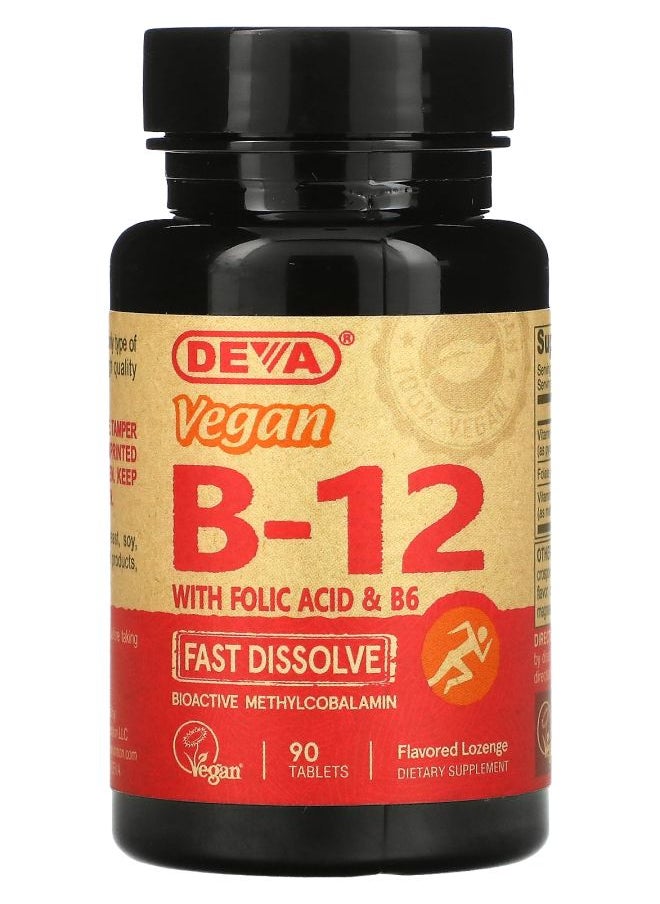 Deva Vegan B12 with Folic Acid & B6 Fast-Dissolve 90 Tablets 