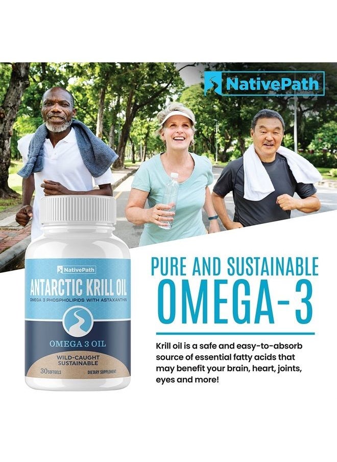 NativePath : Antarctic Krill Oil - Wild-Caught Krill Omega-3 Fatty Acids with EPA and DHA - 30-Day Supply - Supports Your Joint, Heart, Brain and Immunity - Pure Formula, No Fishy Taste  - Image 1