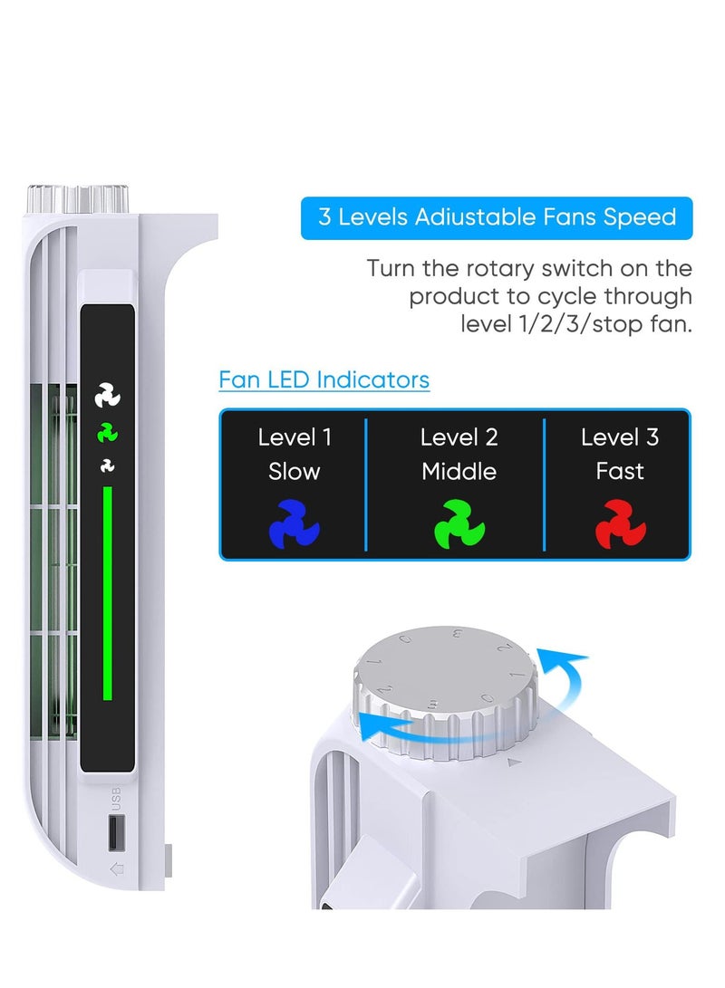 Y&D Cooling Fan Accessories for PS5, Centrifugal Three-stop Wind Host Powerful Cooler with Extended USB Port System PS5 CD-ROM and Digital Version (white) - Image 3