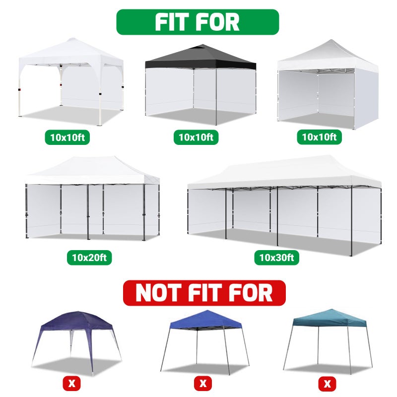 Acepic Canopy Sidewalls for 10x10 Pop Up Canopy Frame, Waterproof UV Protection Material for Outdoor Events, Courtyard, Vendor Booths (White, 3 PCS Sidewalls Only) - Image 3
