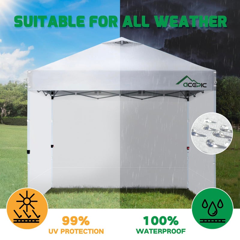 Acepic Canopy Sidewalls for 10x10 Pop Up Canopy Frame, Waterproof UV Protection Material for Outdoor Events, Courtyard, Vendor Booths (White, 3 PCS Sidewalls Only) - Image 5