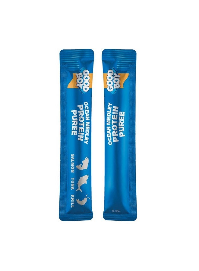 جود بوي مزيج طعام الكلاب من GOOD BOY Ocean Medley Protein Purees لجميع الكلاب البالغة، 10 قطع، مكافآت سهلة الاستخدام بثلاث نكهات مع سمك السلمون والتونة والكريل - Image 3