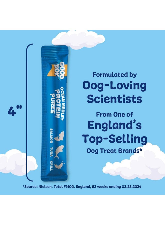 جود بوي مزيج طعام الكلاب من GOOD BOY Ocean Medley Protein Purees لجميع الكلاب البالغة، 10 قطع، مكافآت سهلة الاستخدام بثلاث نكهات مع سمك السلمون والتونة والكريل - Image 5