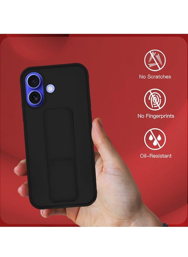 MIGOFAST IPhone 16 Plus Case Magnetic Stand Cover with Kickstand Finger Grip holder Phone Car Magnetic Multi-function Shockproof Protective Case Two-in-one Black - Image 2