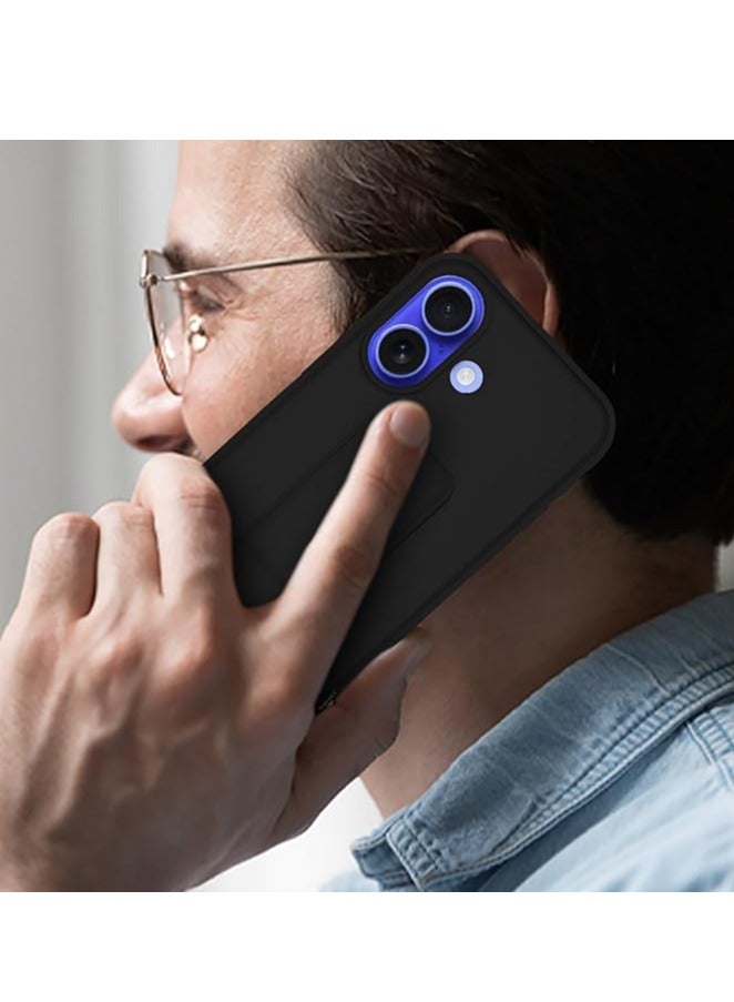 MIGOFAST IPhone 16 Plus Case Magnetic Stand Cover with Kickstand Finger Grip holder Phone Car Magnetic Multi-function Shockproof Protective Case Two-in-one Black - Image 4