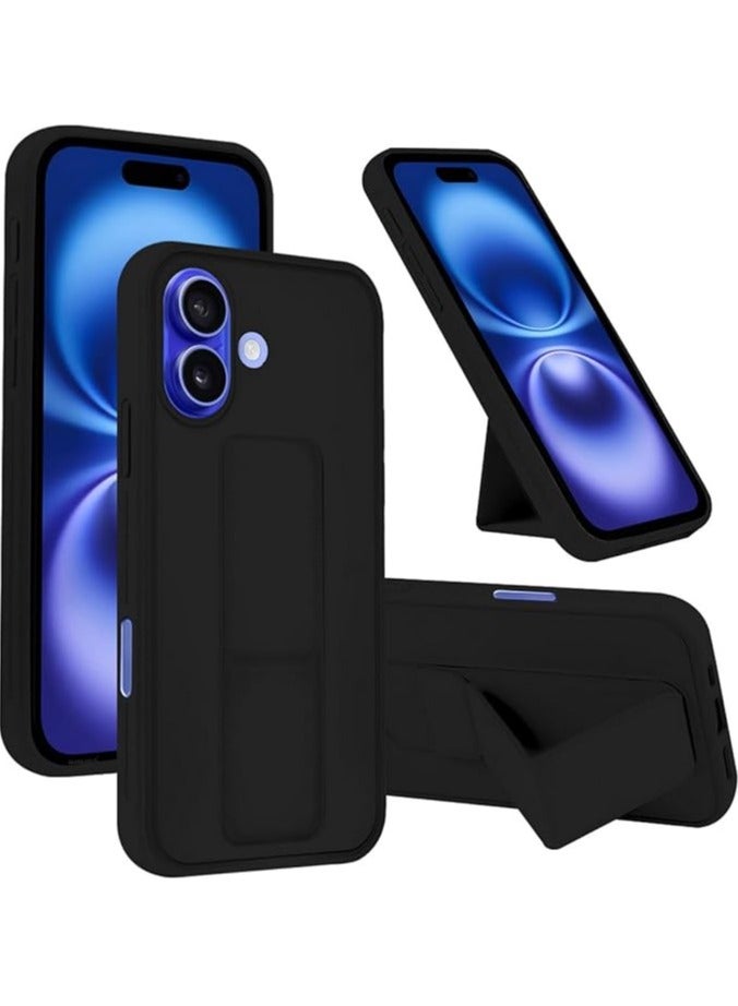 MIGOFAST IPhone 16 Plus Case Magnetic Stand Cover with Kickstand Finger Grip holder Phone Car Magnetic Multi-function Shockproof Protective Case Two-in-one Black - Image 1