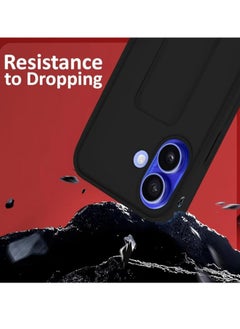 MIGOFAST IPhone 16 Plus Case Magnetic Stand Cover with Kickstand Finger Grip holder Phone Car Magnetic Multi-function Shockproof Protective Case Two-in-one Black  - Image 3