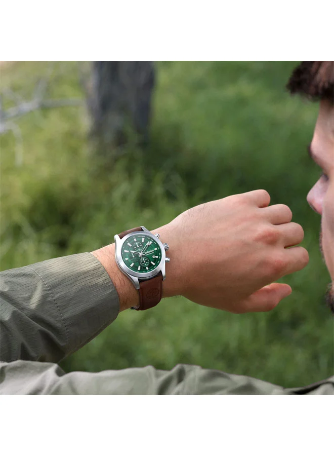 Timberland Green Men's Ashmont Green Dial Leather Strap Chronograph Watch for Men, 44mm for Men | Best Price UAE