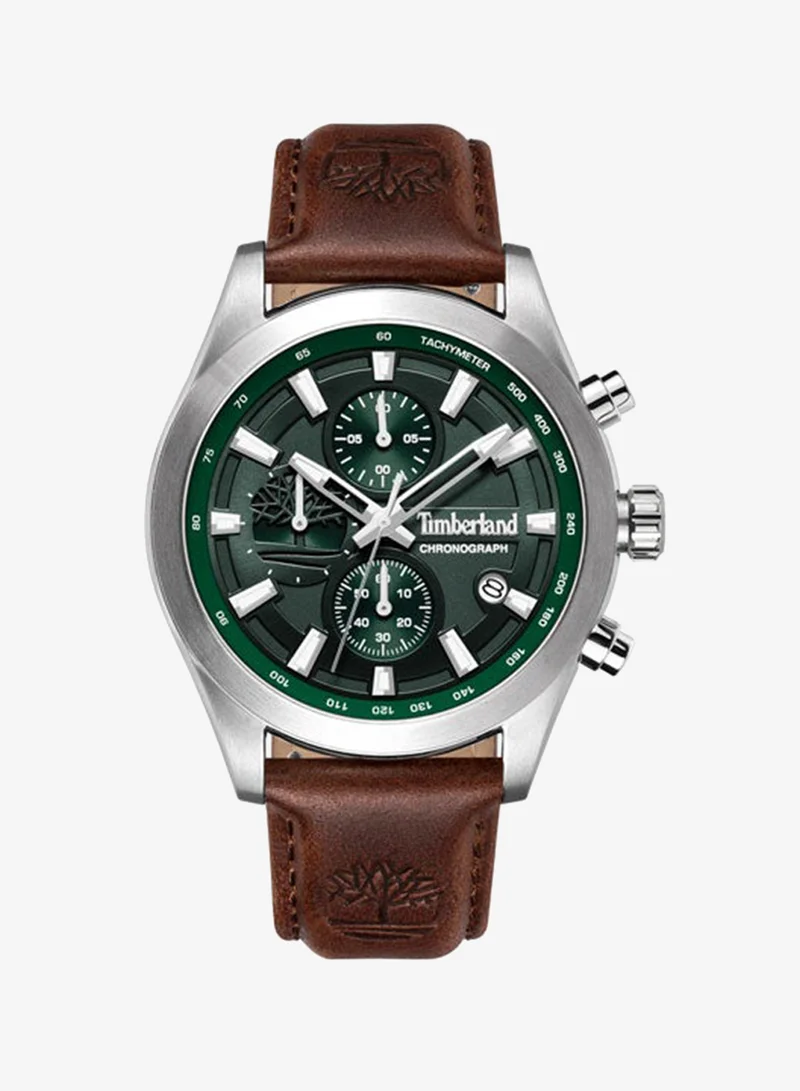 تمبرلاند Ashmont Green Dial Leather Strap Chronograph Watch for Men, 44mm