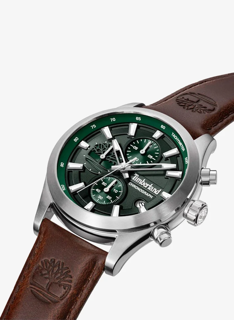 تمبرلاند Ashmont Green Dial Leather Strap Chronograph Watch for Men, 44mm