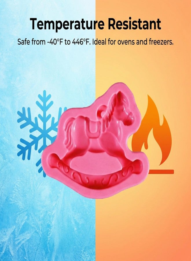 YAFIYGI Rocking Horse Cake Topper Silicone Fondant Mold Pink Ride On Horse Cutter Resin Mould for Decorating DIY Candy Chocolate Sugar Craft Soap Plaster Clay Baking Tools - Image 3