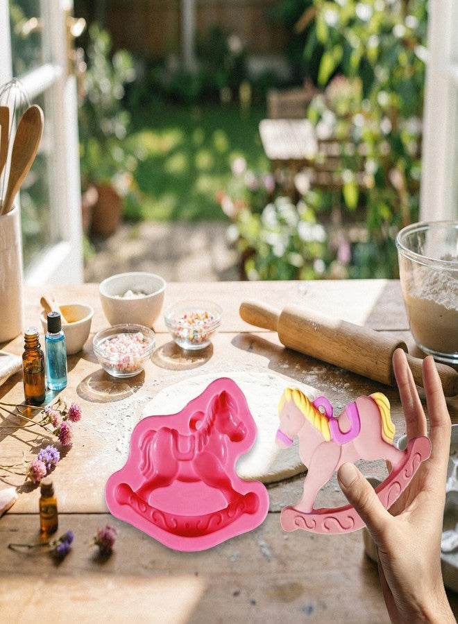 YAFIYGI Rocking Horse Cake Topper Silicone Fondant Mold Pink Ride On Horse Cutter Resin Mould for Decorating DIY Candy Chocolate Sugar Craft Soap Plaster Clay Baking Tools - Image 4