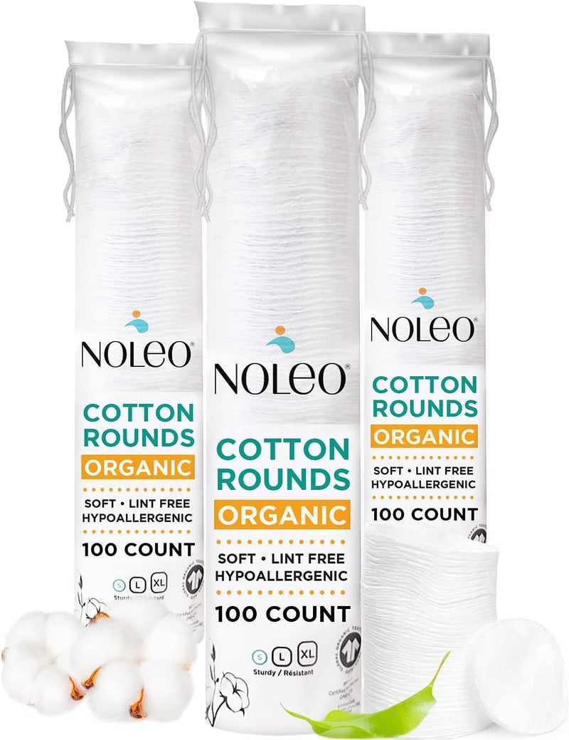 Organic Cotton Rounds Compatible with Makeup Products Eye Makeup Remover Pads and Baby Wipes Small 300 Count  Noleo