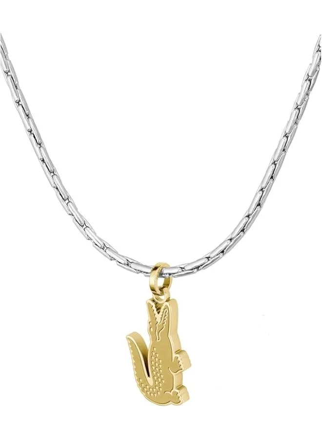 لاكوست قلادة سلسلة  من الفولاذ المقاوم للصدأ مع تميمة على شكل تمساح