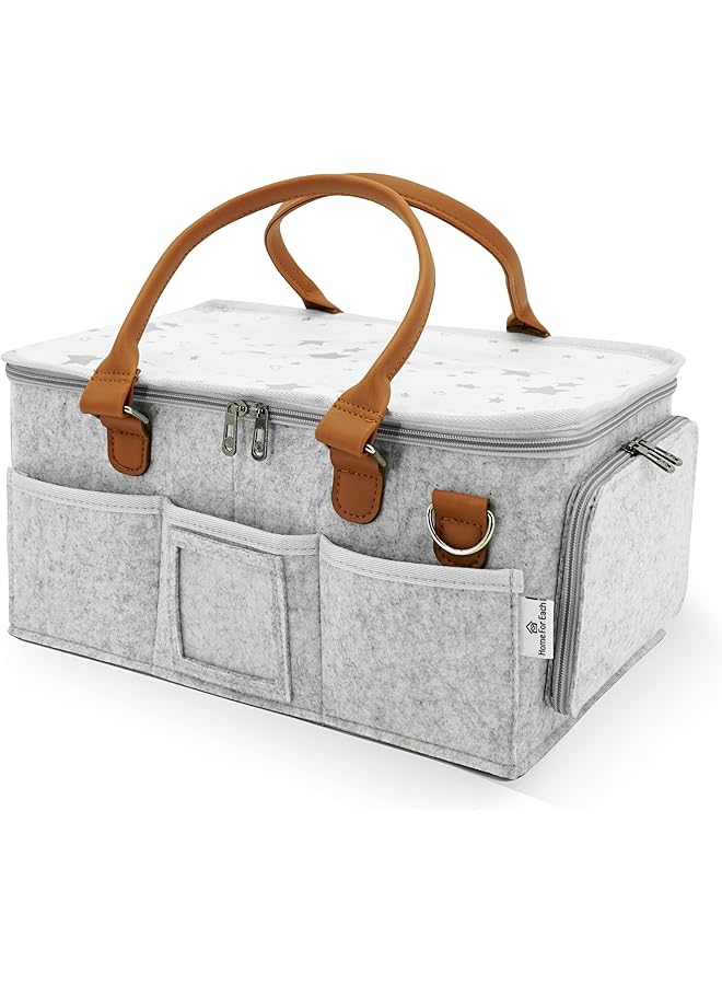 erorex Baby Diaper Caddy Organizer With Lid Multiple Compartments Baby Caddy Waterproof Diaper Tote Bag  - Image 1