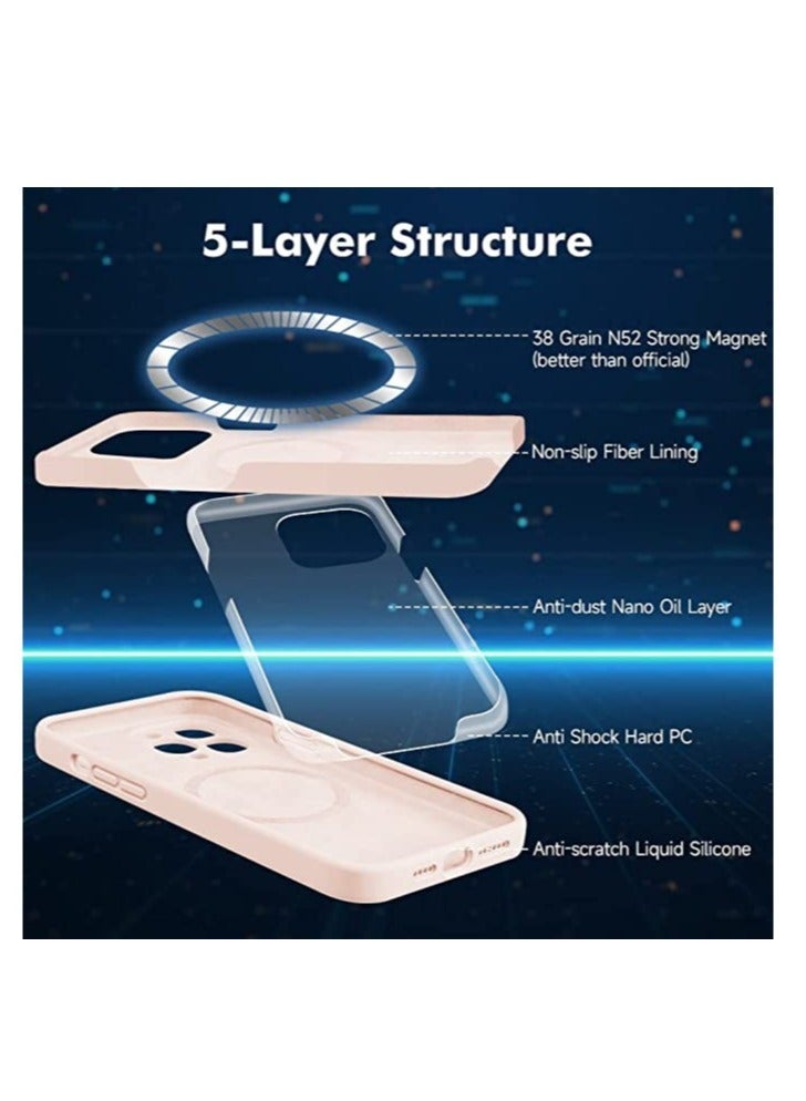 ELTRAZONE iPhone 13 Pro Max with 2 Pack Tempered Glass Screen Protector Magsafe Case Silicone Phone Case with Microfiber Lining for iPhone 13 Pro Max 6.7 inch 2022,Chalk Pink - Image 3
