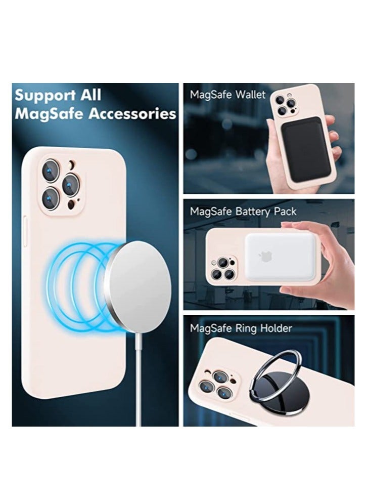 ELTRAZONE iPhone 13 Pro Max with 2 Pack Tempered Glass Screen Protector Magsafe Case Silicone Phone Case with Microfiber Lining for iPhone 13 Pro Max 6.7 inch 2022,Chalk Pink - Image 2