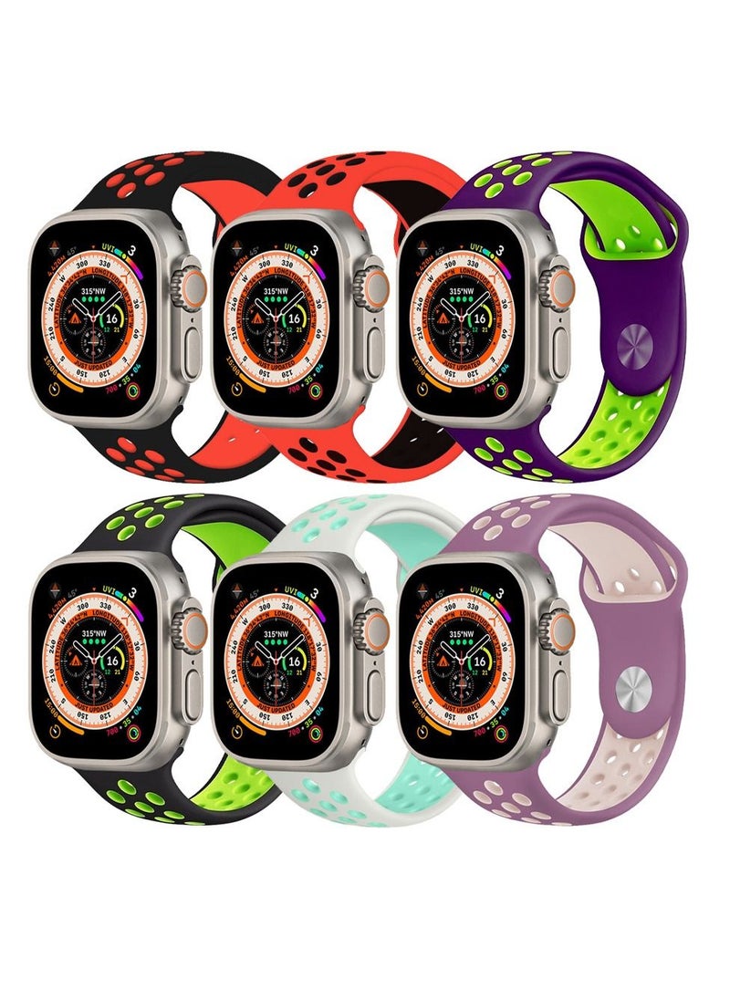 CATANES - 6 Pack For Apple Watch 49mm 45mm 44mm 42mm Silicone Sport Band Nike Strap Compatible With iWatch Series Ultra/8/7/SE/6/5/4/3/2/1 - Image 1