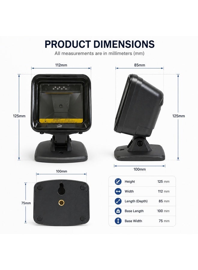 BASEET Barcode Scanner, Pos Systems,Hands-Free Barcode Scanner with Stand - Image 2