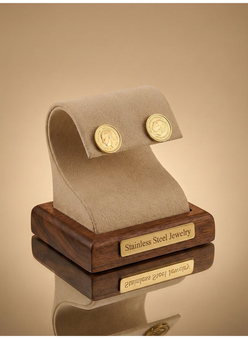 Trendyoom Gold Stainless Steel Coin Huggie Earrings with Classic Medallion Design – Elegant for Everyday Wear - Image 2