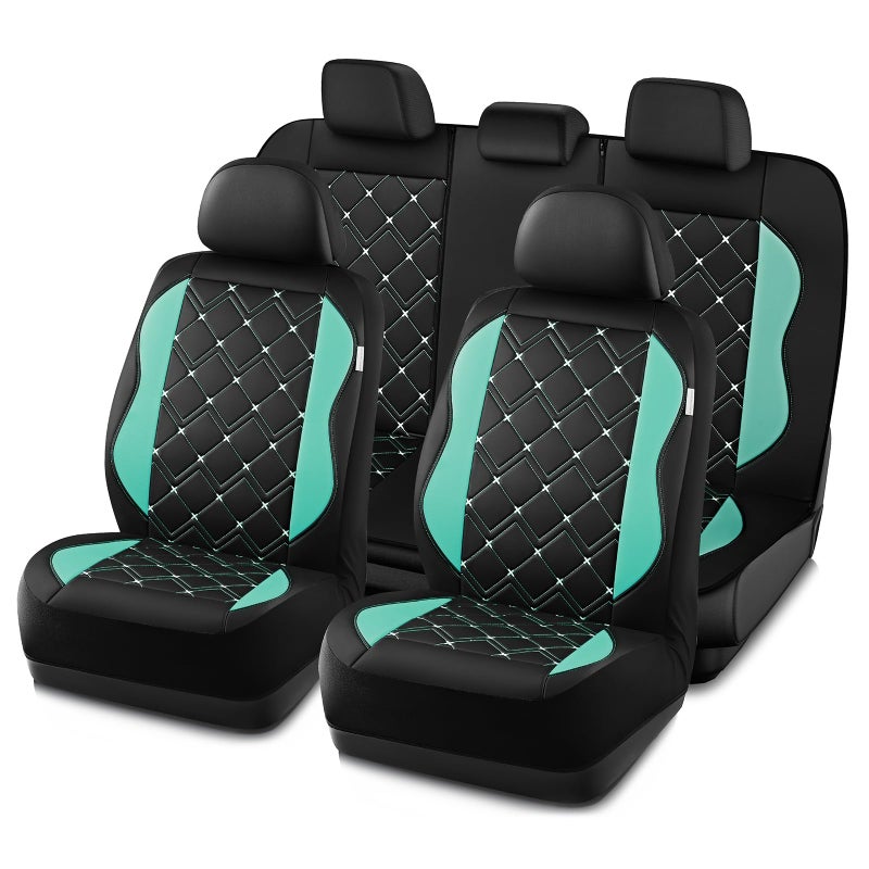 Road Comforts Seat Covers, Premium Leather Car Seat Covers Full Set for Women Girls,Airbag Compatible, Automotive Seat Covers Universal Fit Most Cars,Vans,Truck,SUV - Image 1