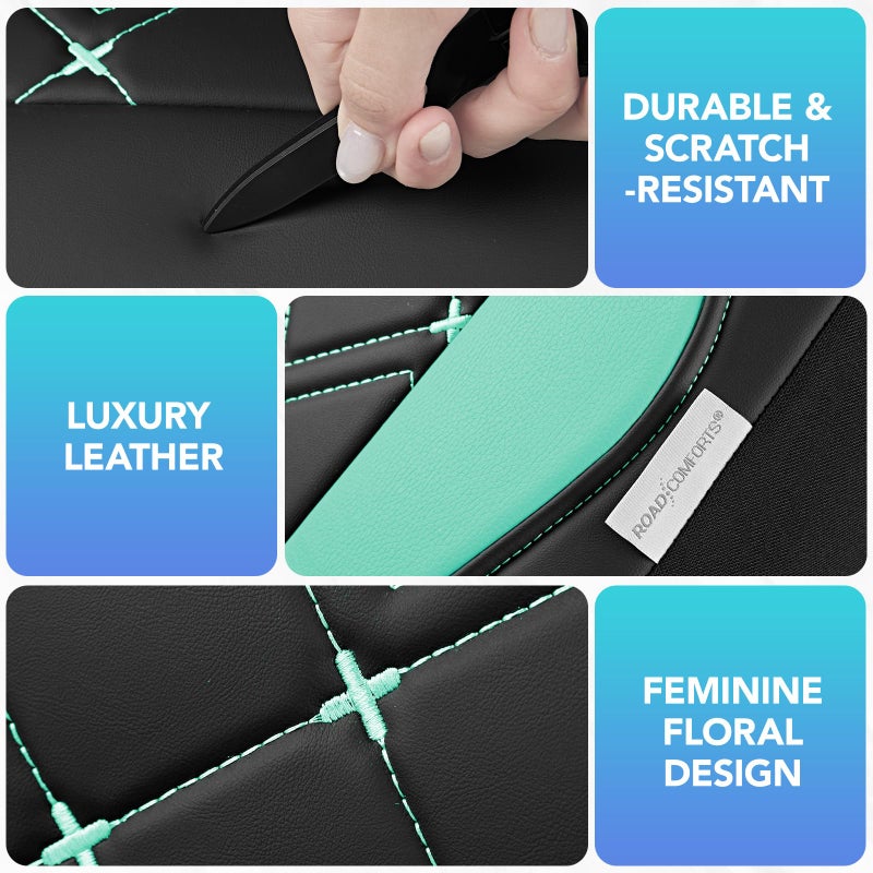 Road Comforts Seat Covers, Premium Leather Car Seat Covers Full Set for Women Girls,Airbag Compatible, Automotive Seat Covers Universal Fit Most Cars,Vans,Truck,SUV - Image 4