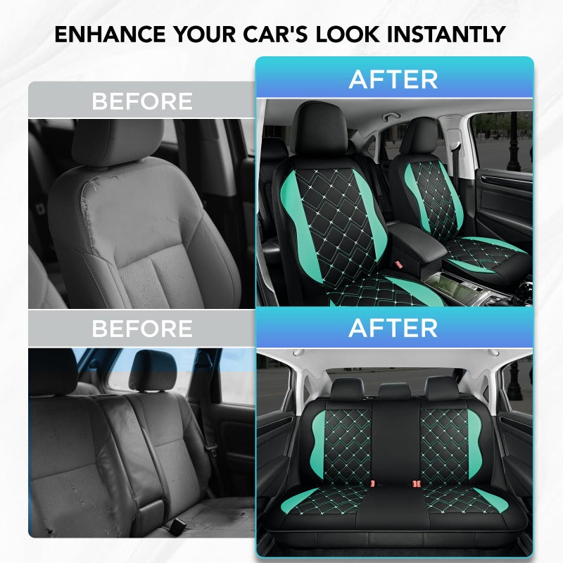 Road Comforts Seat Covers, Premium Leather Car Seat Covers Full Set for Women Girls,Airbag Compatible, Automotive Seat Covers Universal Fit Most Cars,Vans,Truck,SUV - Image 3