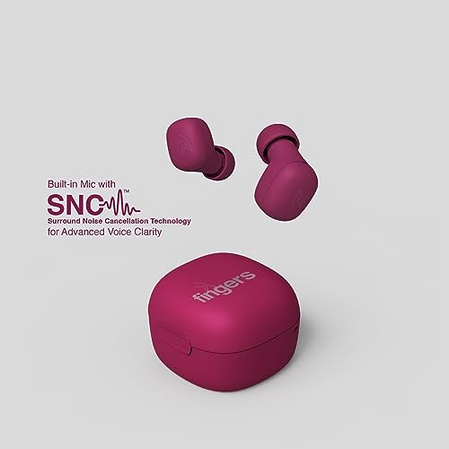 FINGERS SizeZero Pods2 World's Tiniest TWS Earbuds with 15-Hour Total Playtime, Quick Charge of 10 mins for 2-Hour Playtime, Built-in Mic with SNC™ Technology for Clear Calls (Plum) - Image 5