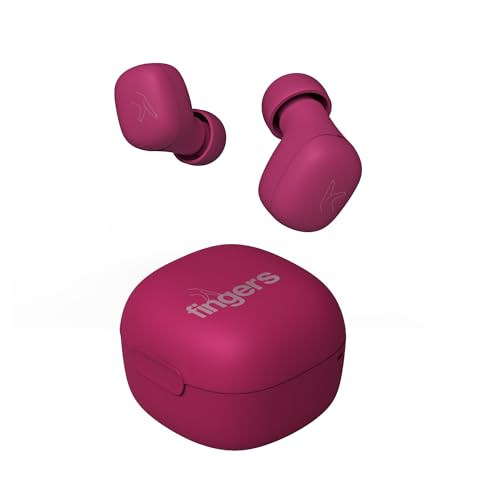 FINGERS SizeZero Pods2 World's Tiniest TWS Earbuds with 15-Hour Total Playtime, Quick Charge of 10 mins for 2-Hour Playtime, Built-in Mic with SNC™ Technology for Clear Calls (Plum) - Image 1