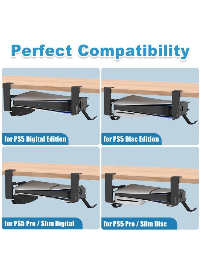 JUSPRO حامل تثبيت تحت المكتب لجهاز PS5 متوافق مع جهاز PS5/PS5 Slim إصدار الأقراص والرقمي - Image 3