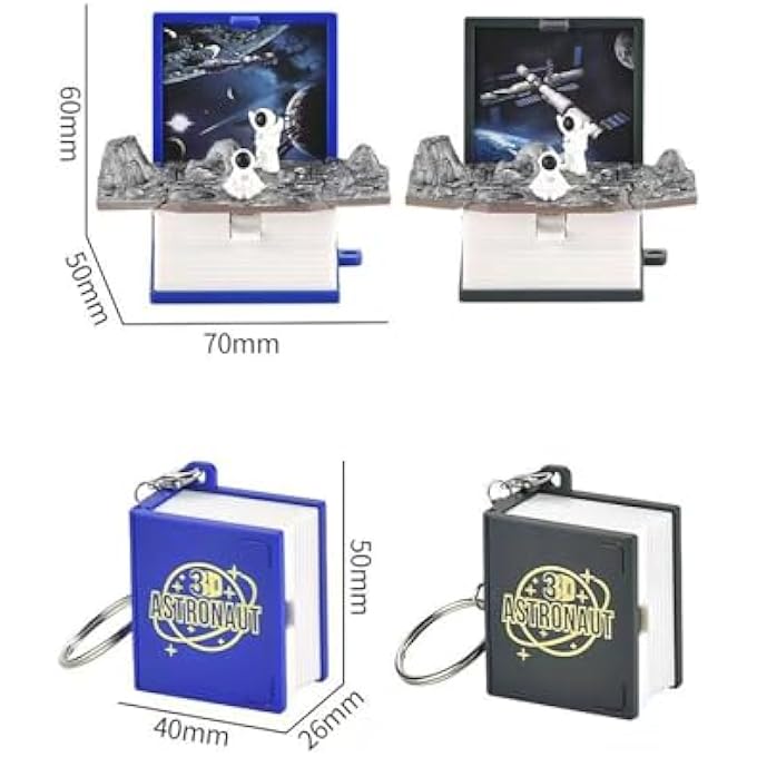 Tazweeq 2Pcs 3D Three-Dimensional Folding Pop-Up Book, Mini Keychain Space Astronaut Puzzle Stress Relief Creative Toys, Creative Stress Relief Toys - Image 4