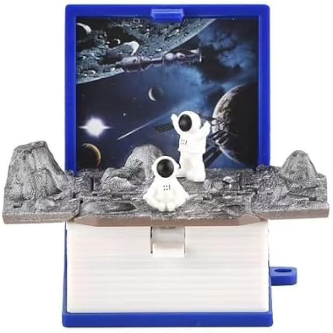 Tazweeq 2Pcs 3D Three-Dimensional Folding Pop-Up Book, Mini Keychain Space Astronaut Puzzle Stress Relief Creative Toys, Creative Stress Relief Toys - Image 1
