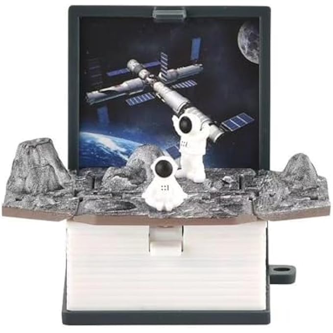 Tazweeq 2Pcs 3D Three-Dimensional Folding Pop-Up Book, Mini Keychain Space Astronaut Puzzle Stress Relief Creative Toys, Creative Stress Relief Toys - Image 2