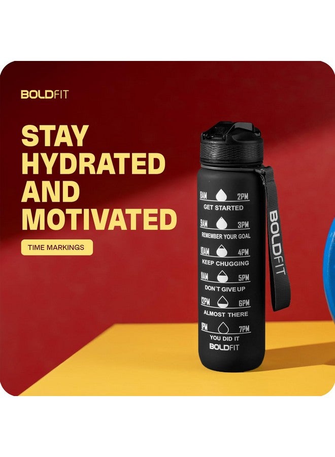 Boldfit Water Bottles 1 Litre Sipper Bottle For Adults, Kids,Unbreakable Motivational Water Bottle Time Mark Sipper With Straw & Time For Gym Office School Home Water Bottle for Kids -Black (Plastic) - Image 4
