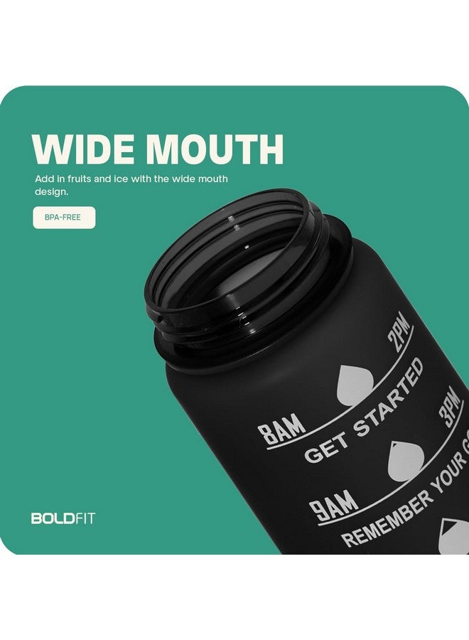 Boldfit Water Bottles 1 Litre Sipper Bottle For Adults, Kids,Unbreakable Motivational Water Bottle Time Mark Sipper With Straw & Time For Gym Office School Home Water Bottle for Kids -Black (Plastic) - Image 5