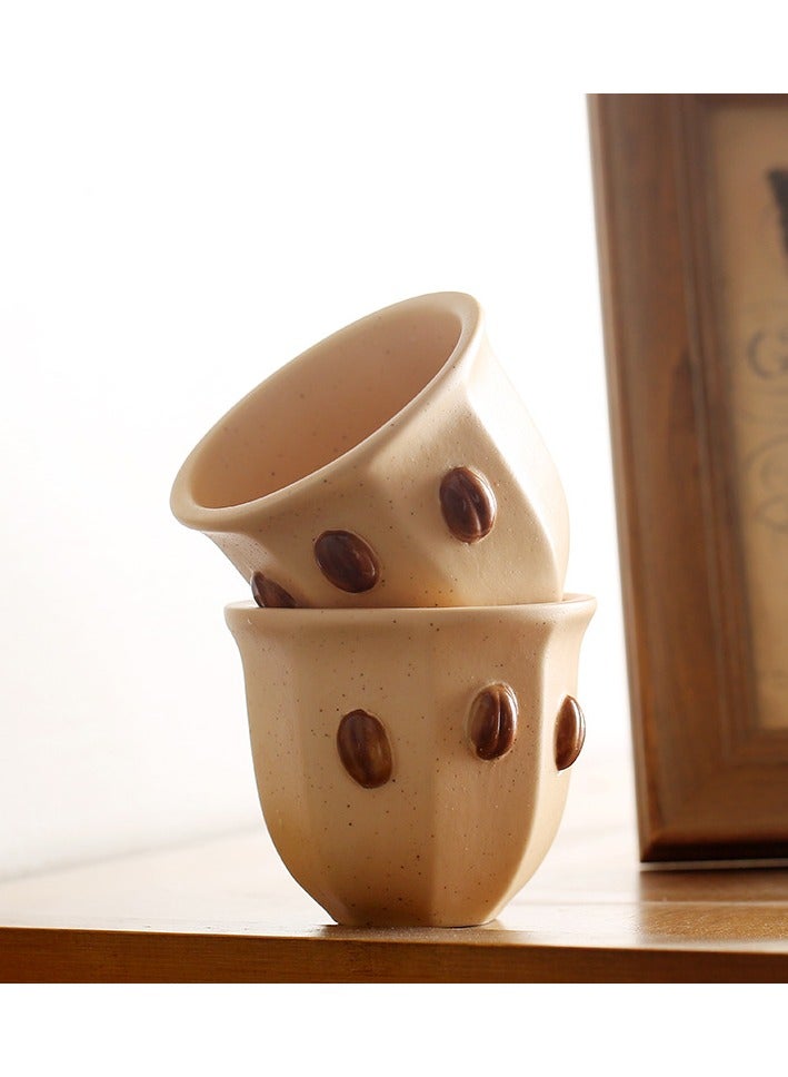 Ceramic Coffee Cup, unique coffee bean pattern, Reusable Mug for Coffee & Tea Lovers, 2pcs  - Image 5