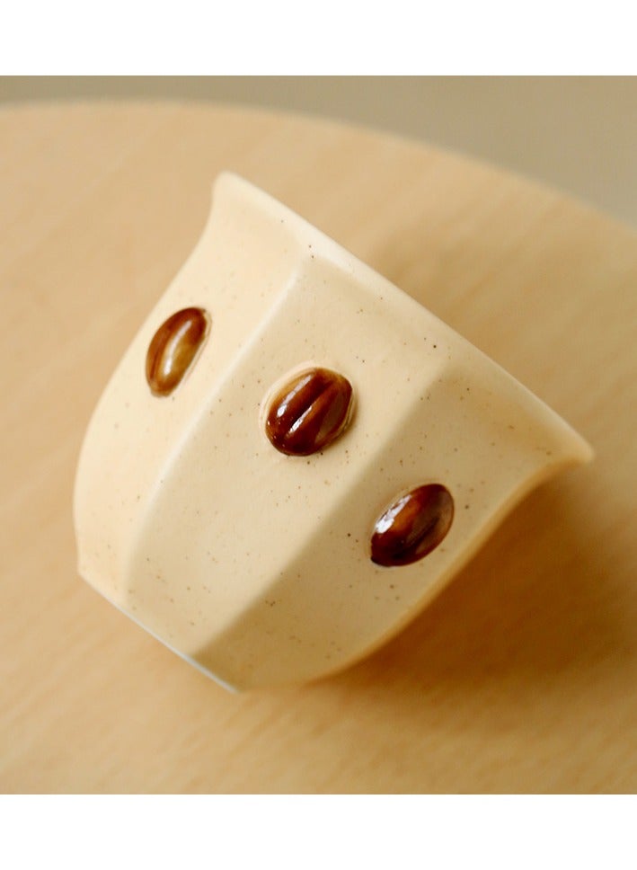 Ceramic Coffee Cup, unique coffee bean pattern, Reusable Mug for Coffee & Tea Lovers, 2pcs - Image 5