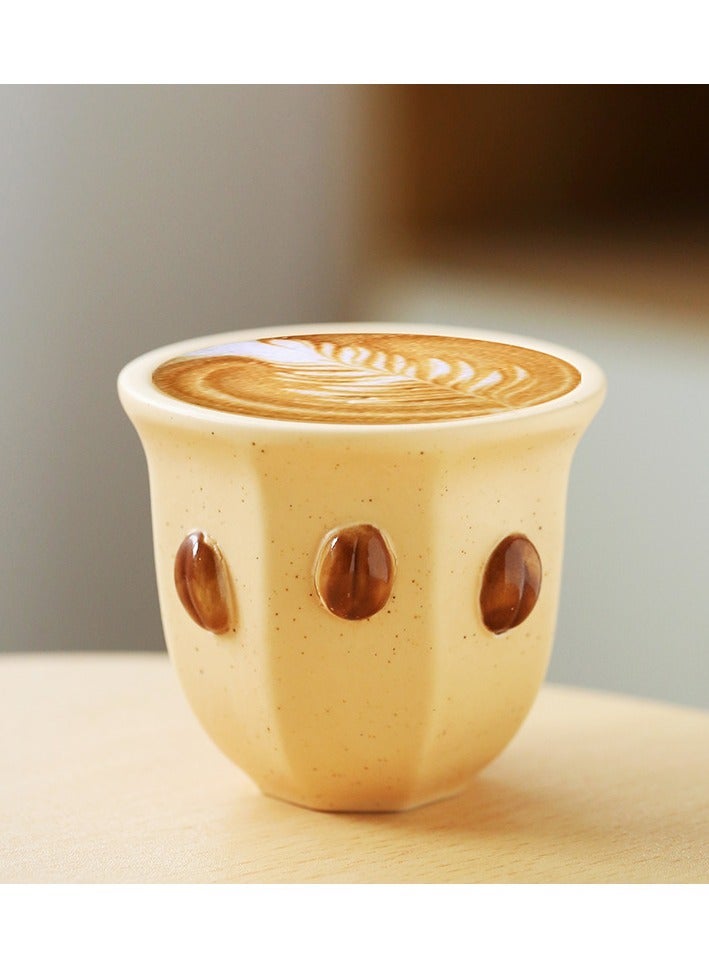 Ceramic Coffee Cup, unique coffee bean pattern, Reusable Mug for Coffee & Tea Lovers, 2pcs - Image 2