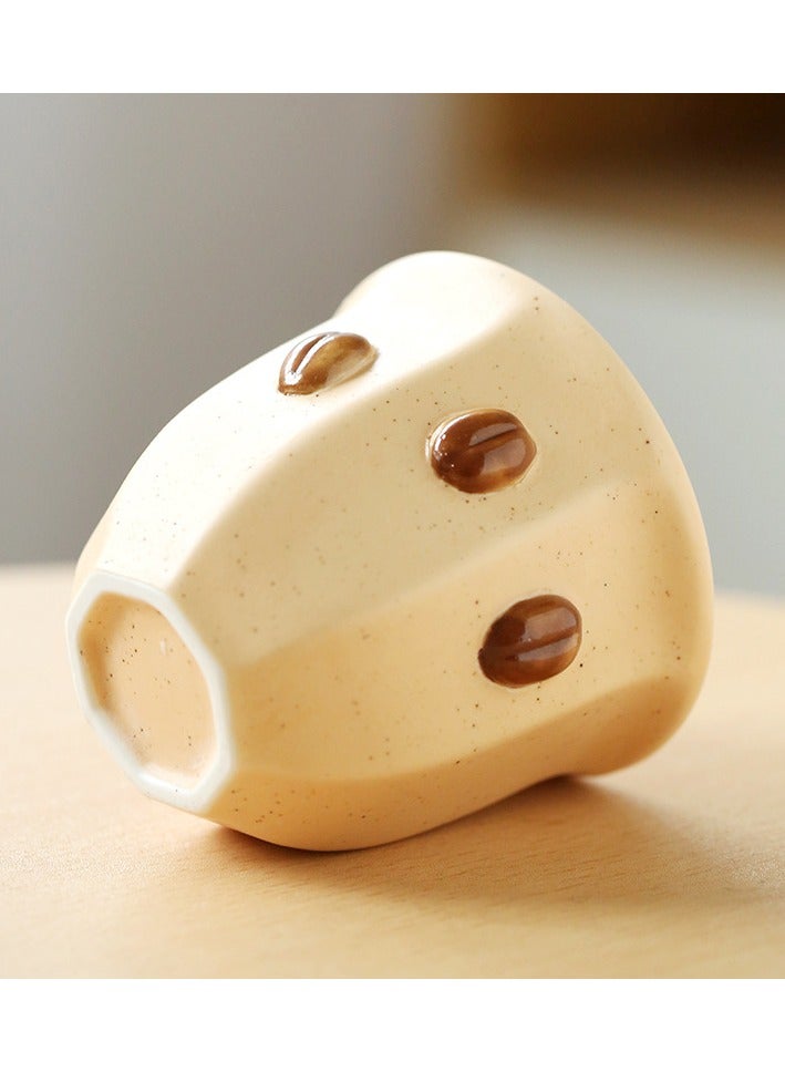 Ceramic Coffee Cup, unique coffee bean pattern, Reusable Mug for Coffee & Tea Lovers, 2pcs - Image 4