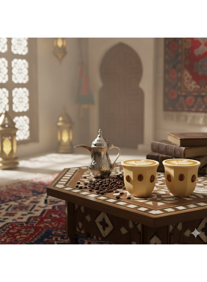 Ceramic Coffee Cup, unique coffee bean pattern, Reusable Mug for Coffee & Tea Lovers, 2pcs - Image 1