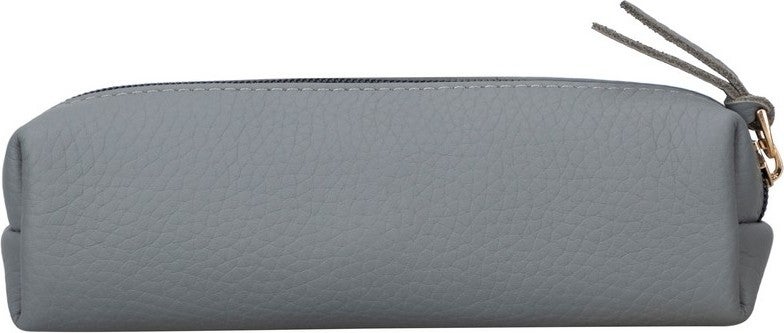 PLM Genuine Leather Pencil Case, Handmade Zipper Case, Ash Gray  - Image 1