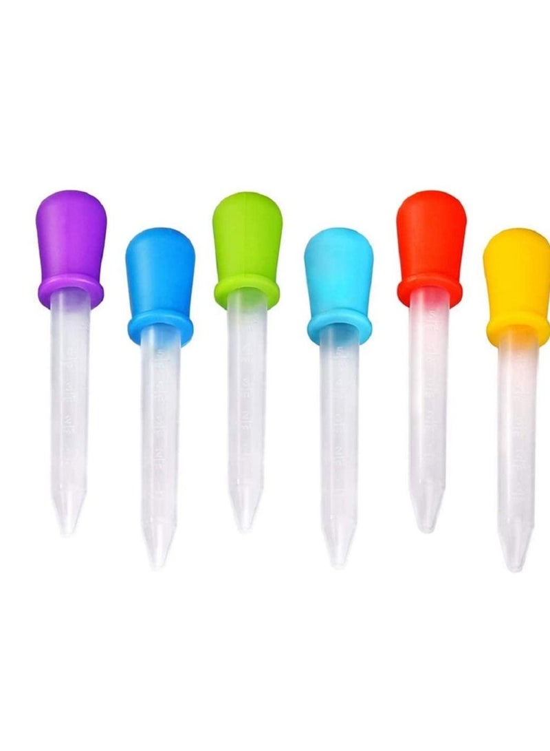 SYOSI Liquid Droppers, 5 ML Dropper Pipettes Silicone and Plastic Eyedropper for Candy Moulds Chocolate Gummy Art Crafts Multicolour 6 Pack - Image 1